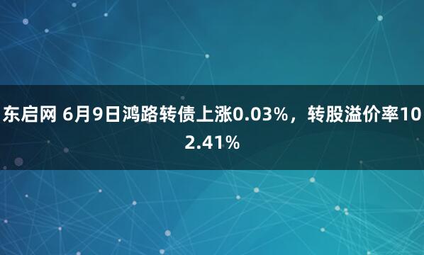 東啟網(wǎng) 6月9日鴻路轉(zhuǎn)債上漲0.03%，轉(zhuǎn)股溢價率102.41%